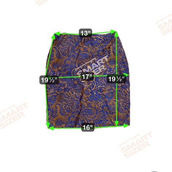 Vtg Pencil Skirt Loft Sz 4P Paisley Floral Blue Brown Preppy Buisness Fall - Picture 13 of 14